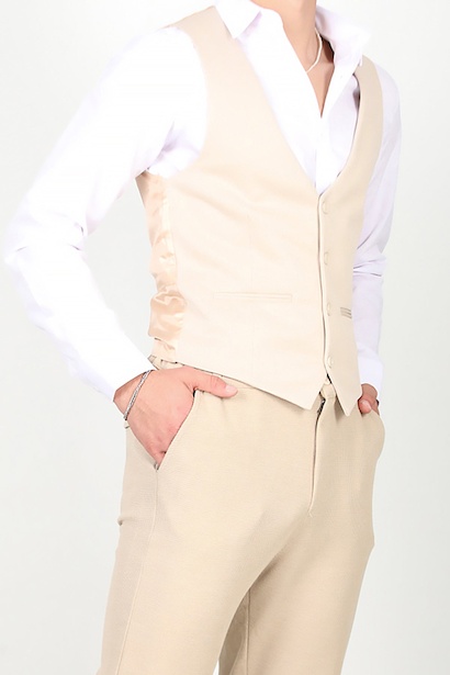 Erkek Klasik Yelek Bej  Bej 6