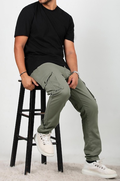 Erkek Kargo Cepli Pantolon Haki