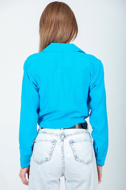 Kadın Uzun Kollu Gömlek Turkuaz Turkuaz 6