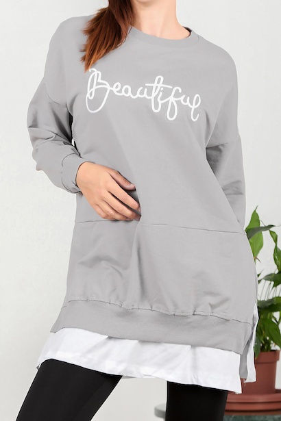 Kadın İki İplik Nakış Garnili Tunik