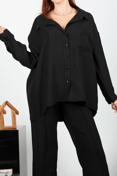 Kadın Oversize Gömlek Siyah 6