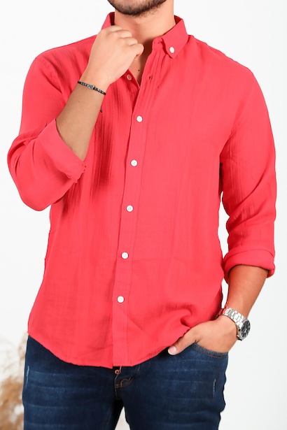 Erkek Uzun Kol Keten Gömlek