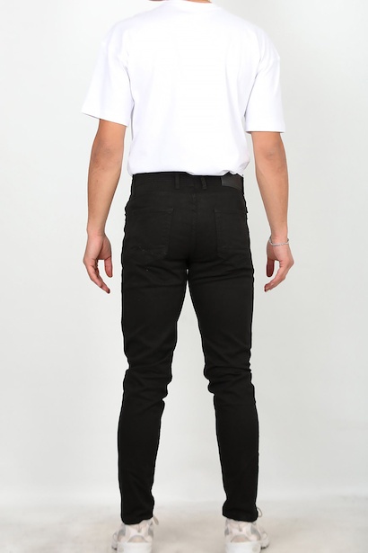 Erkek Boru Paça Pantolon Siyah Siyah 6
