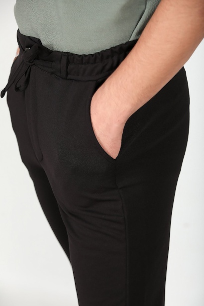 Erkek Duble Paça Jogger Pantolon Siyah Siyah 6