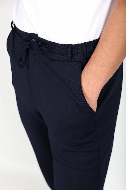 Erkek Düğmeli Jogger Pantolon Lacivert Lacivert 6