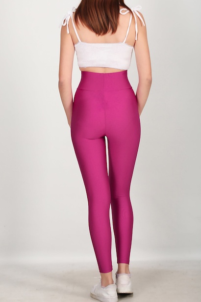 Kadın Yüksek Bel Parlak Tayt Fuşya Fuşya 6