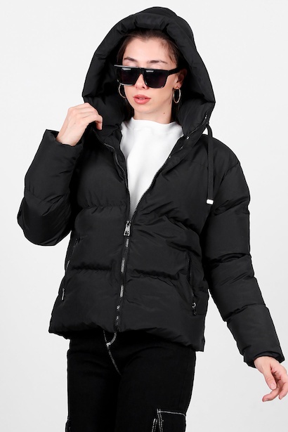 Overshort Kadın Oversize Kısa Mont Siyah Siyah 6