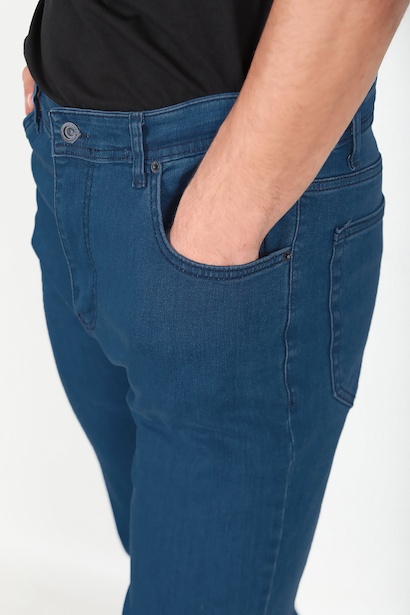 Büyük Beden Erkek Boru Paça Kot Pantolon Mavi Mavi 6