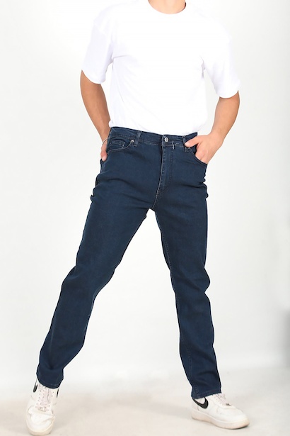 Erkek Boru Paça Kot Pantolon Lacivert