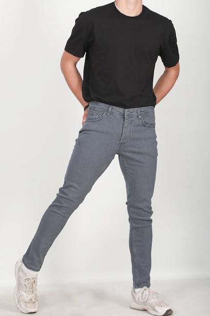 Erkek Tırnaklı Kot Pantolon Gri