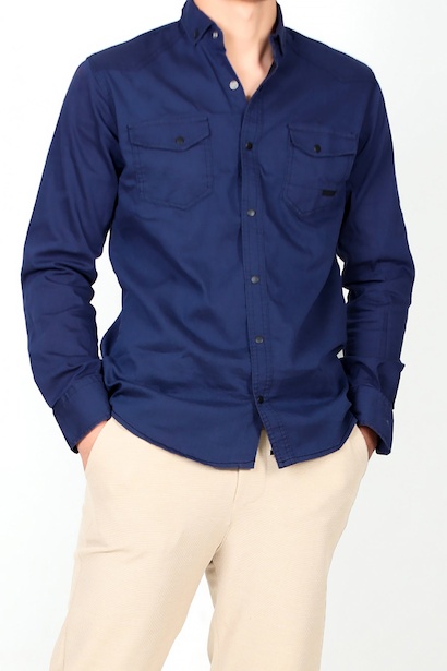 Erkek Uzun Kol Cepli Gömlek Lacivert