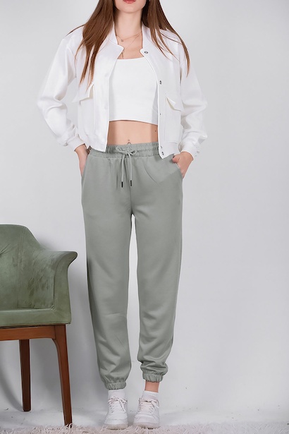 Kadın Paça Lastikli Eşofman Gri Gri 6