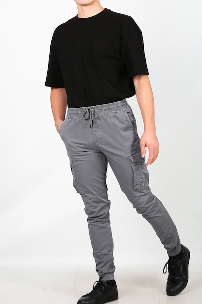 Erkek Paça Lastikli Komando Pantolon Gri