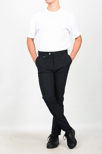 Erkek Çizgili Pantolon Lacivert