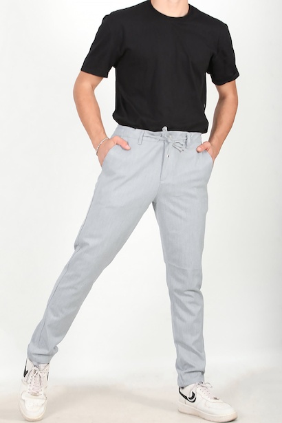 Erkek Bel Lastikli Kumaş Pantolon Gri