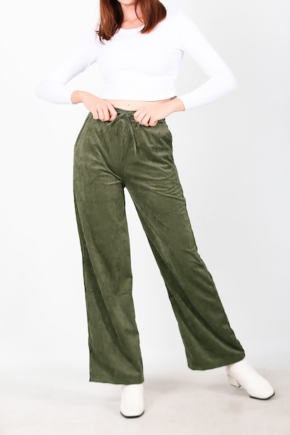 Kadın Kadife Bol Paça Pantolon 