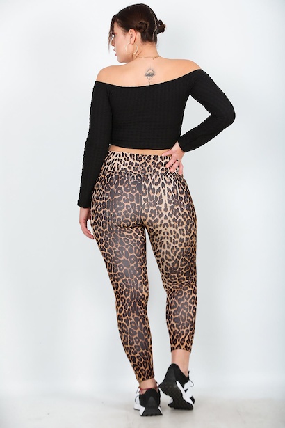 Büyük Beden Leoparlı Tayt  Kahverengi 6