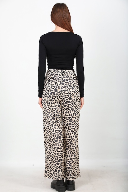 Kadın Leoparlı Pantolon  Bej 6