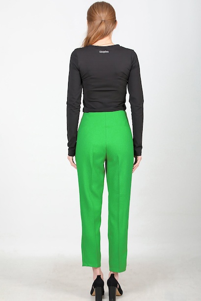 Kadın Yüksek Bel Bilek Boy Pantolon  Yeşil 6