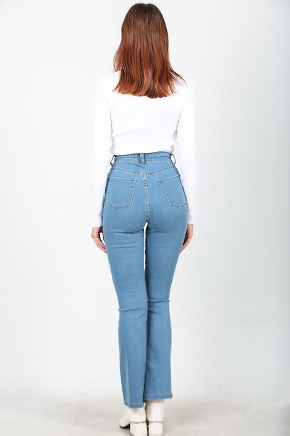 Kadın İspanyol Paça Likralı Pantolon  Kot 6