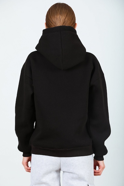 Kadın Kapşonlu Sweat  Siyah 6