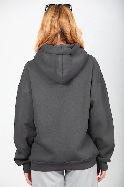Kadın Kapşonlu Sweat  Füme 6