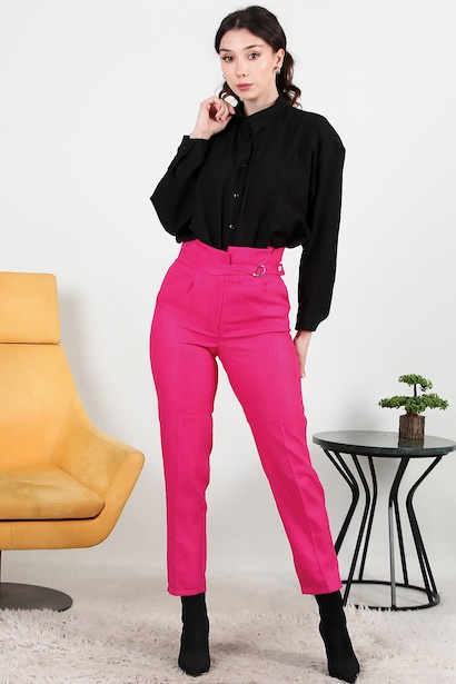 Kadın Kendinden Kemerli Pantolon 