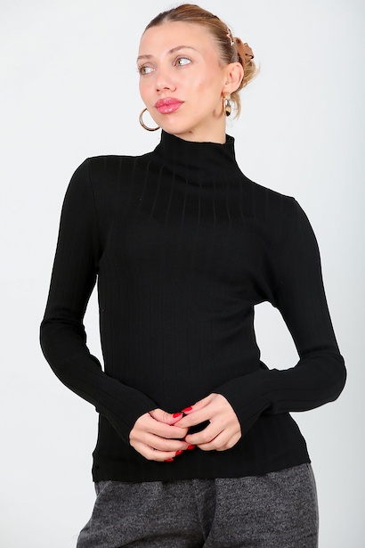 Kadın Balıkçı Yaka Fitilli Triko 