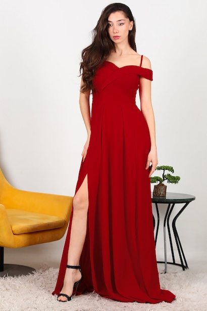 Kadın İp Askılı Uzun Abiye 