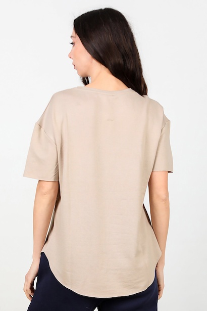 Kadın Eteği Oval Bisiklet Yaka Tshırt  Taş 6