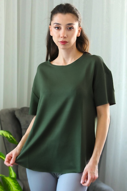 Kadın Eteği Oval Bisiklet Yaka Tshırt 