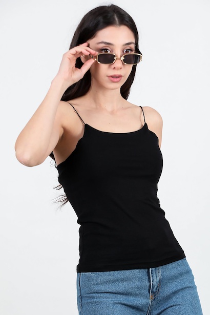 Kadın Lastik İp Askılı Bluz 