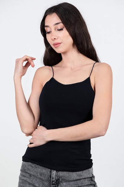 Kadın Lastik İp Askılı Bluz 