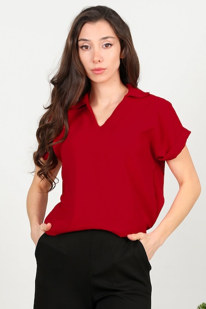 Kadın Ayrobin V Yaka Yakalı Bluz 