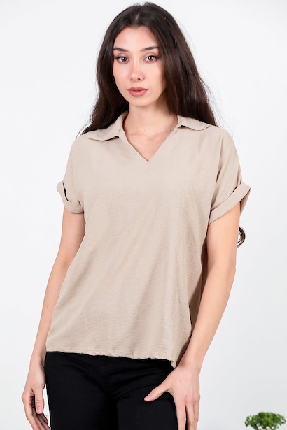 Kadın Ayrobin V Yaka Yakalı Bluz 