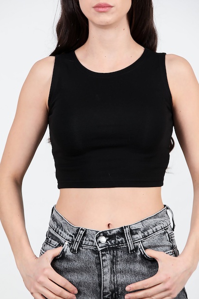 Kadın Kalın Askılı Bluz  Siyah 6