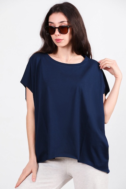 Kadın Salaş T-shırt  Lacivert 6