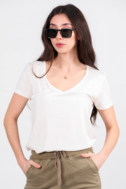 Kadın V Yaka Tşhirt 