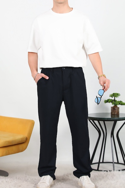 Erkek Bel Lastikli Bagy Kumaş Pantolon  Lacivert 6