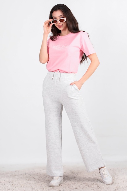 Kadın Bol Paça Waffle Eşofman 