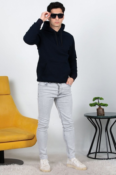 Erkek Sliim Fit Dar Paça Kot Pantolon  Gri 6