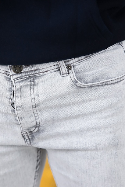 Erkek Sliim Fit Dar Paça Kot Pantolon  Gri 9