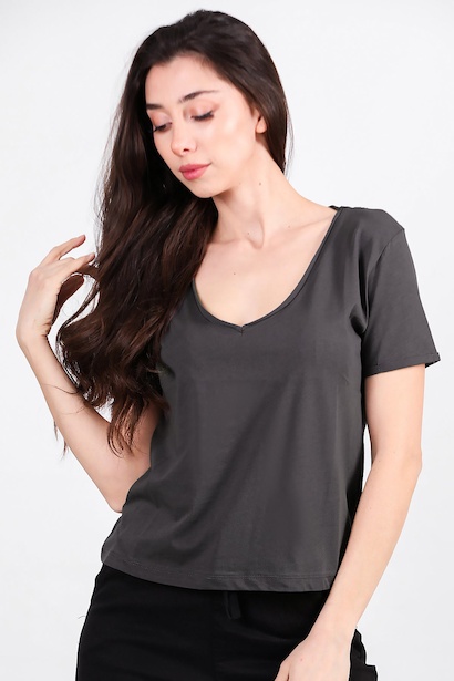 Kadın V Yaka T-shırt 