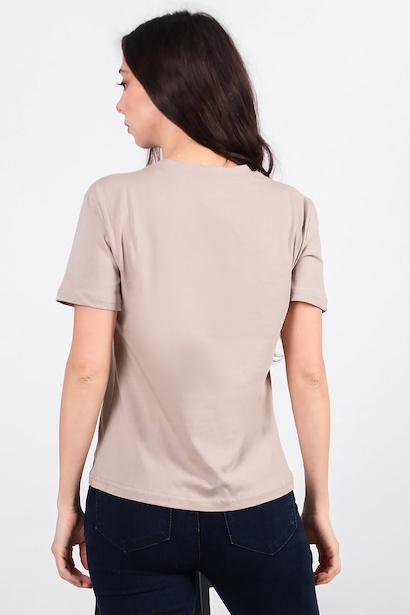 Kadın Bisiklet Yaka T-shırt  Vizon 6