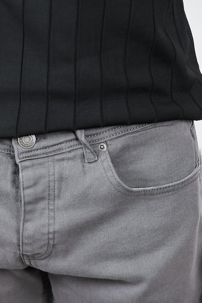Erkek Boru Paça Kot Pantolon  Gri 6