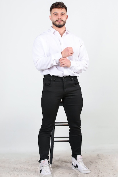 Erkek Likralı Düz Paça Pantolon 