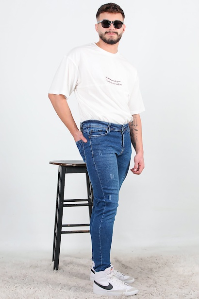 Erkek Skınny Tırnaklı Kot Pantolon 
