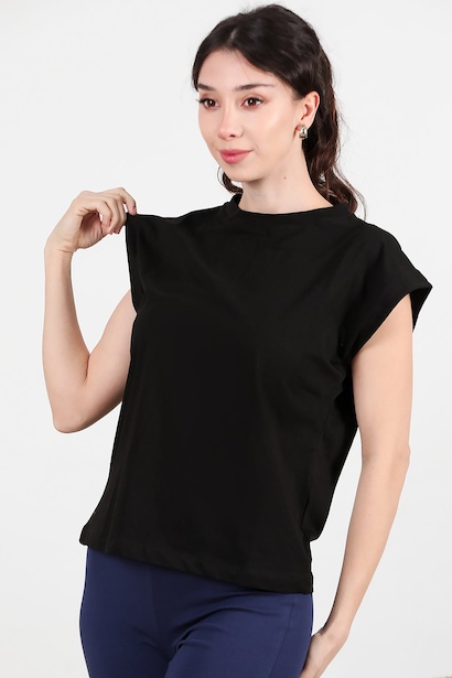 Kadın Bisiklet Yaka Oversize T-shirt 