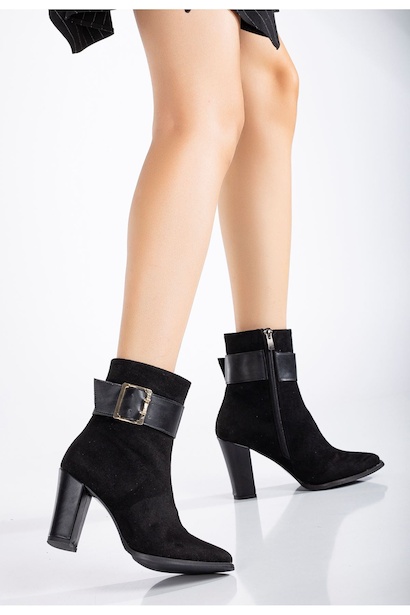 Anna Eva Sivri Burunlu Fermuarlı Kalın Topuklu Bot 