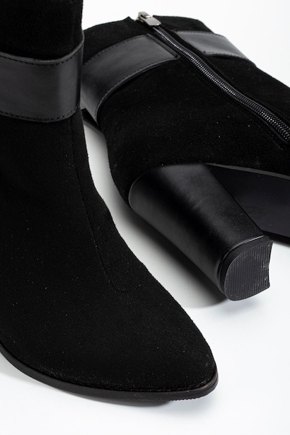 Anna Eva Sivri Burunlu Fermuarlı Kalın Topuklu Bot  Siyah 4